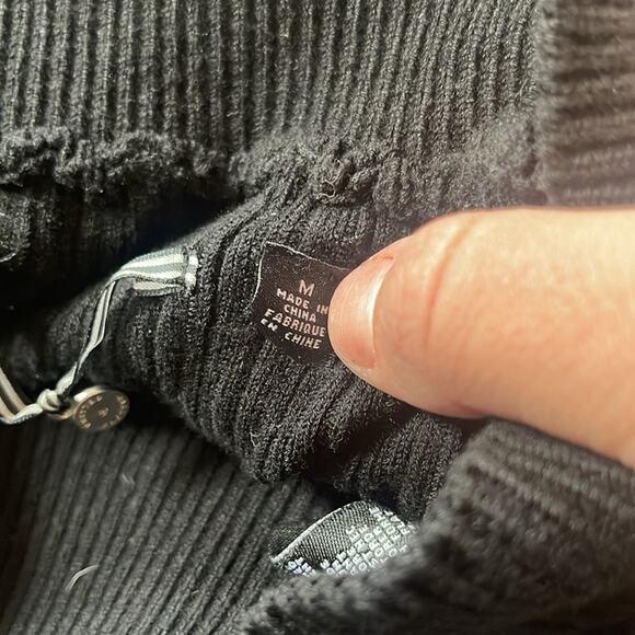 KNITTED & KNOTTED Black Cotton Blend Layered Crocheted Pull On Skirt Size Medium - Picture 5 of 9